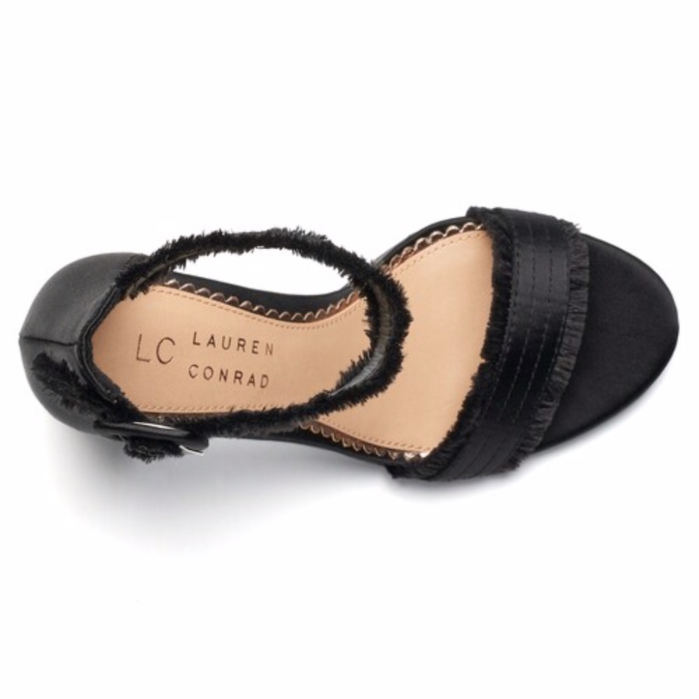 LC LAUREN CONRAD Blush Fringe High Heel Sandals - Picture 7 of 8